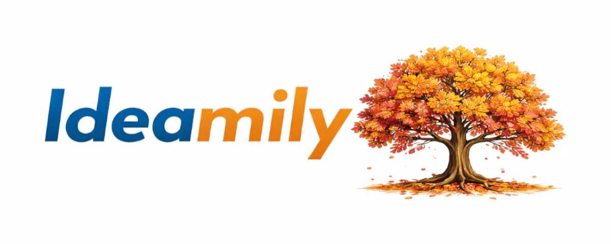 An autumn oak tree with yellow, orange, red and brown leaves